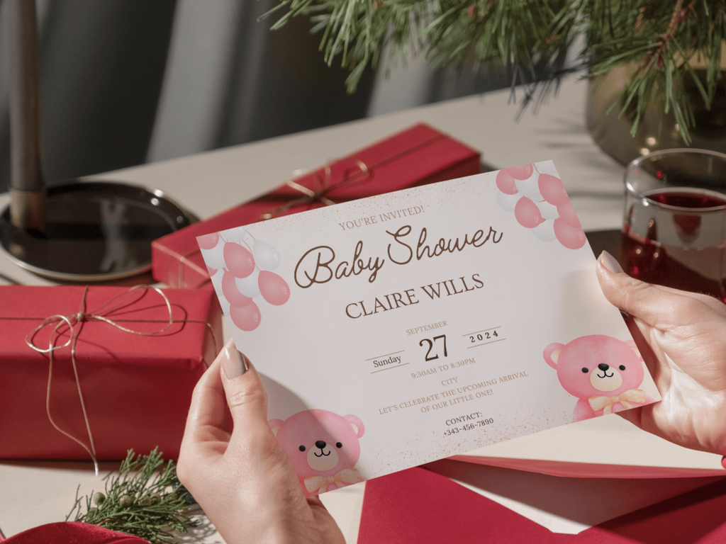 Pink theme: Baby Shower Invitation card|Editable|Instant download.